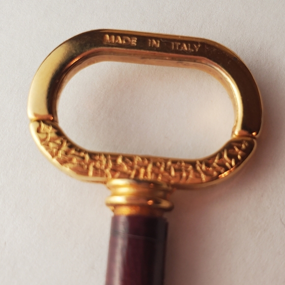 Made In Italy Skeleton Key Key Ring. Snakeskin And Gold. - Picture 2 of 5